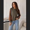 Bluza bawełniana w kolorze khaki z pomarańczowymi lampasami